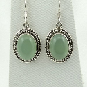 Beautiful Green Quartz Vintage Sterling Silver Dangle Earrings FREE SHIPPING! #GREEN-ERG7