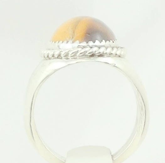 Bague Chevalière Vintage En Argent 925 Avec œil De Tigre Et Sodalite - Taille 66 - Poids 21,69g