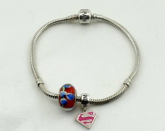 Vintage Pandora Sterling Silver Replaceable Charm Bracelet FREE