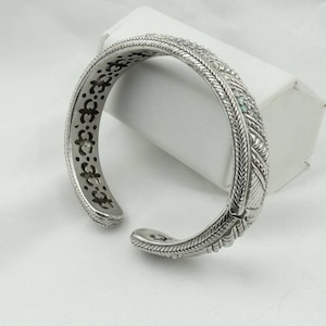 Vintage dekorative Judith Ripka Sterling Silber und Strass Hinged Manschette Armband kostenloser Versand!  #RIPKA-CF3