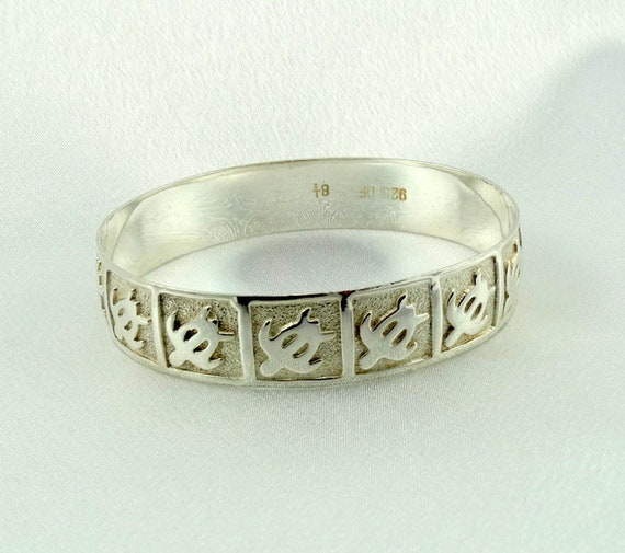 Wide Hawaiian Turtle Pattern Solid Sterling Silve… - image 3