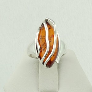 Unieke handgemaakte vintage amber cabochon en sterling zilveren ring maat 4 1/4 GRATIS VERZENDING!  #414AMBER-SR5
