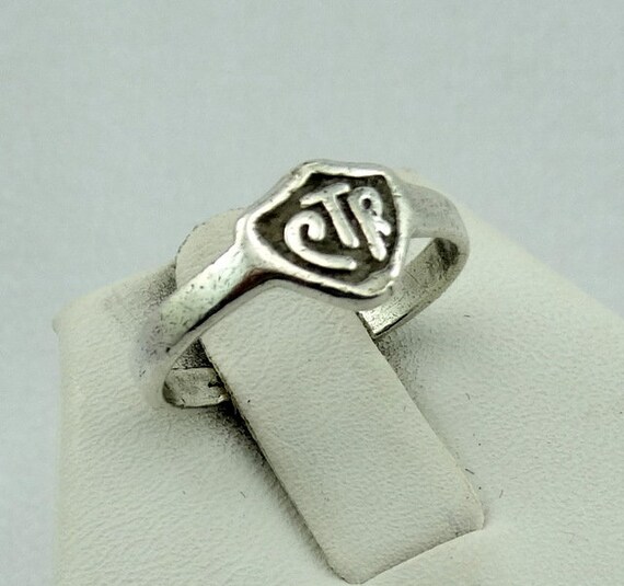 Vintage Pre-Owned Sterling Silver CTR Shield Ring… - image 3