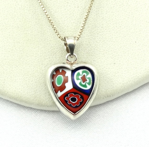 Unique Hand Blown Glass and Sterling Silver Heart… - image 1