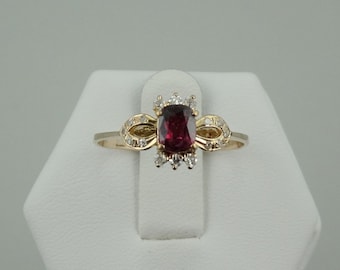 Stunning Deep Red .75 Carat Ruby and Round Brilliant Diamonds in a 14K Gold Ring Size 7 3/4 FREE SHIPPING! #DRRDIA-GR2