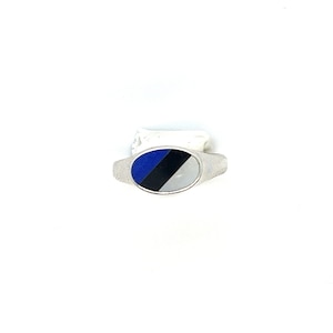 Simple Vintage Lapis, Mother of Pearl and Onyx Inlay Sterling Silver Ring Size 6 1/2 FREE SHIPPING! #LOMOP-SR1