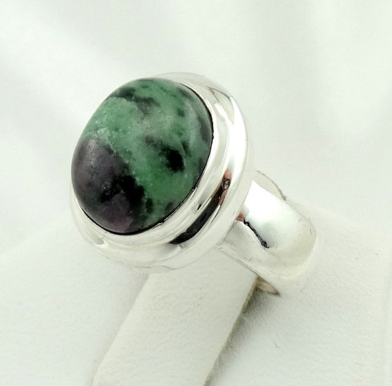Lovely Simple Ruby And Zoisite Cabochon Bezel Set… - image 2