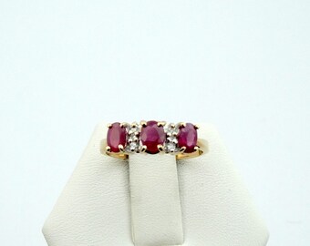 Ruby Ruby Ruby Will You Be Mine? 14K Yellow Gold Diamond and Ruby Ring Size 6 FREE SHIPPING! #RD14-GR2