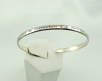 God Could Not Be Everywhere and Therefore He Made Mothers...Vintage Sterling Silver Quote Cuff Bracelet FREE SHIPPING! #MOTHER-CF14