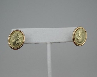 Vintage 18K Yellow Gold Cameo Earrings FREE SHIPPING! #18CAMEO-ERG1