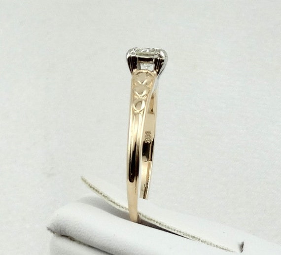 Vintage Simple 1/3 Carat Diamond 14K Gold 6 Heart… - image 5