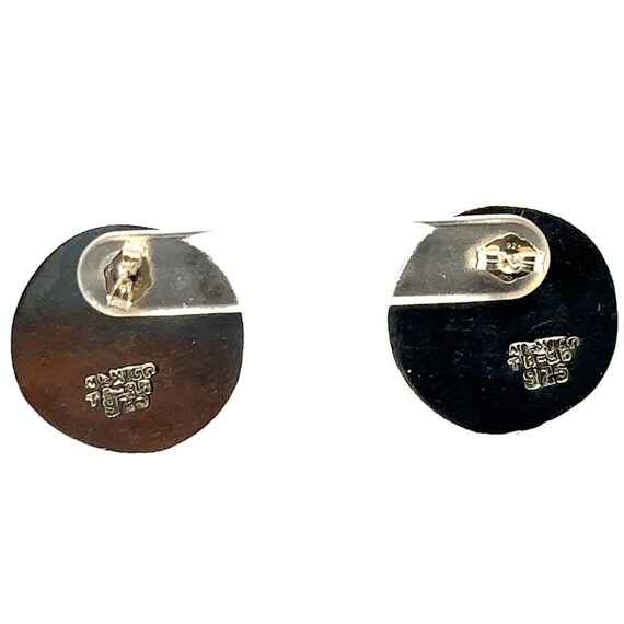 Vintage Solid Sterling Silver Round Button Stud E… - image 4