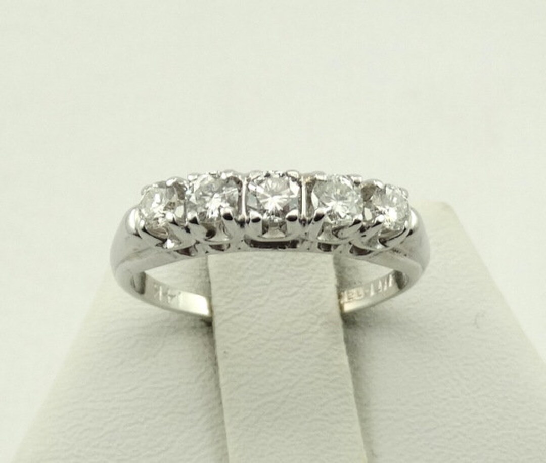 Fine Quality Diamonds in A 14K White Gold Band Size 7 FREE Etsy