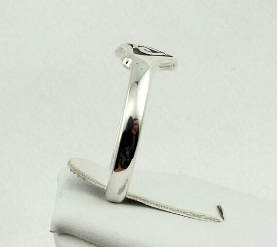 Vintage CTR Solid Sterling Silver Signet Ring.  F… - image 4