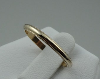 Classic Solid 14K Yellow Gold Band With Beaded Edge Size 6 1/2 FREE SHIPPING! #14PGBNX-B1