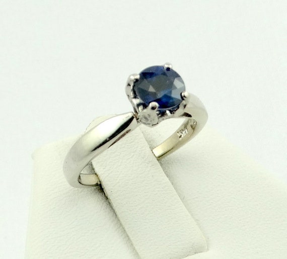 Natural Deep Blue Sapphire With Diamond Gallery A… - image 3