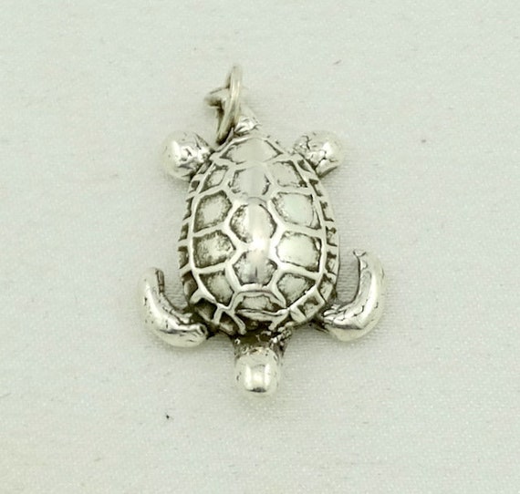 Sea Turtle Vintage  Sterling  Silver Charm FREE S… - image 1