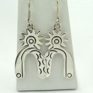 Fun Vintage Sterling Silver Spur Shaped Dangle Earrings FREE SHIPPING! #SPURS-ERG14