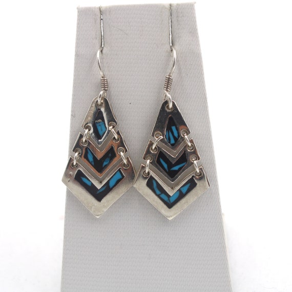 Very Unique Vintage Southwest Inlay Sterling Silver Necklace Very Unique Vintage Southwest Inlay Sterling Silver Necklace