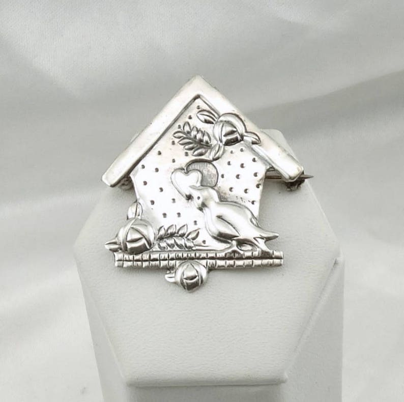 #BIRDLOVE-BR1 Unique Sterling Silver Bird Lovers BroochPin FREE SHIPPING