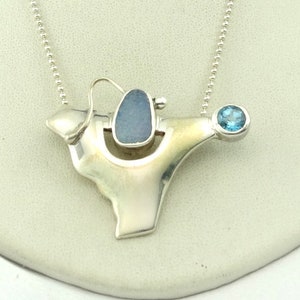 Unique Hand Made Designer Sterling Silver Opal and Topaz Pendant FREE SHIPPING With 30 Inch Sterling Chain! #TOPAL-SPC4