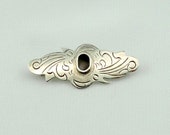 Beautiful Vintage Sterling Silver Onyx Inlay Brooch Pin FREE SHIPPING INONYX-BR11