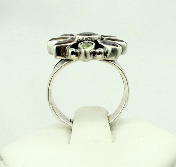 Beautiful Large Multiple Color Gemstone Flower In… - image 5