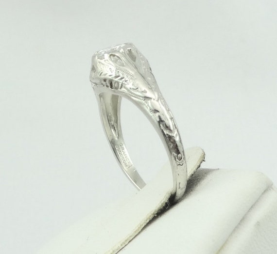 Stunning Victorian Era Platinum Ring With A .42 C… - image 5