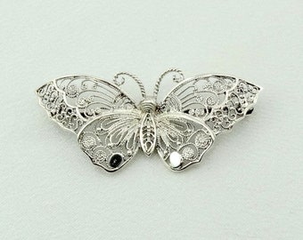 Kleine delicate handgemaakte sterling zilveren vlinder broche. GRATIS VERZENDING! #BUTTERFLY5-BR5