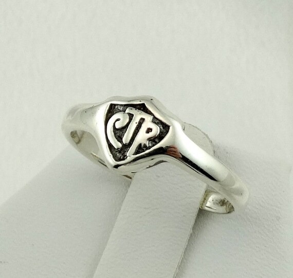 Vintage CTR Solid Sterling Silver Signet Ring.  F… - image 2