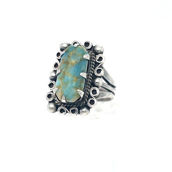 Rectangular Royston Turquoise Ring Size 6 1/2 FRE… - image 2