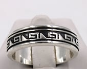 Handsome Native American Design Sterling Silver Spinner Ring Size 12 FREE SHIPPING 12SPIN-MS