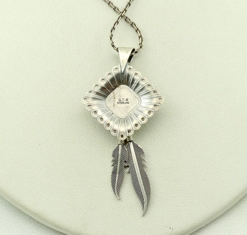 Quoc Turquoise Company Native American Sterling Silver Inlay Pendant FREE SHIPPING #QT-SPC2 Q.T 18 Sterling Silver Chain Included