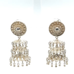 Delicate Tiered Indian Jhumka Sterling Silver Push-Back Earrings FREE SHIPPING! #JHUMKA-ERG14