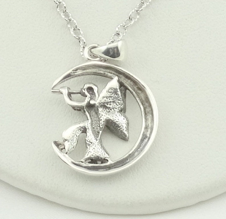 Fairy Moon Sterling Silver Pendant FREE SHIPPING 18 Sterling Silver Chain Included FAIRY-SPC11 image 3