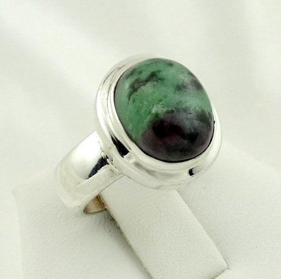 Lovely Simple Ruby And Zoisite Cabochon Bezel Set… - image 3