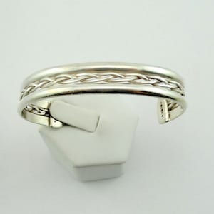 Vintage handgemaakt gevlochten ontwerp sterling zilveren manchet armband GRATIS VERZENDING! #BRAID-CF3