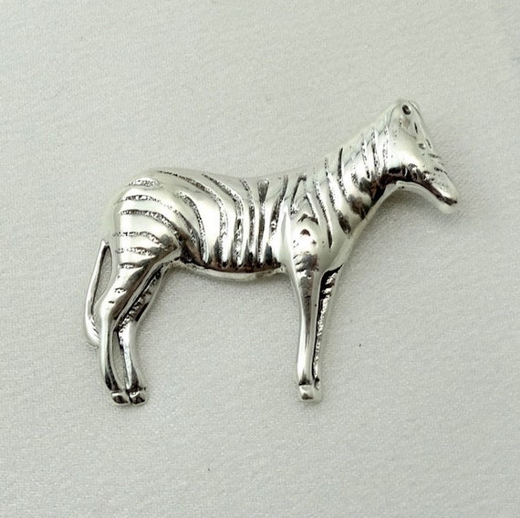 Lovely Zebra Sterling Silver Brooch FREE SHIPPING!