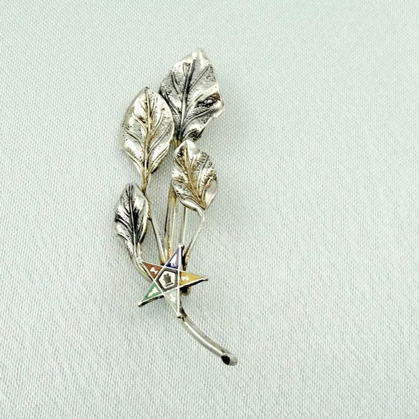 Rare Vintage Order of Eastern Star Sterling Silver Floral Brooch/Pin FREE SHIPPING!! #OESLEAF-BR1