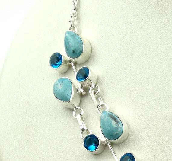 Beautiful Vintage Light Blue Larimar and Blue Top… - image 4