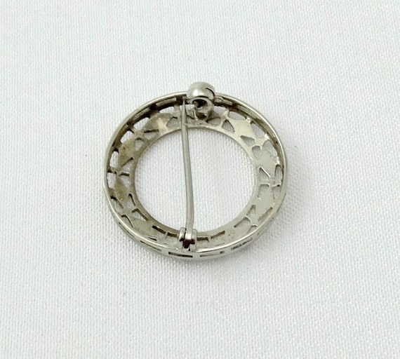 Delicate Vintage Sterling Silver Circle Brooch FR… - image 6