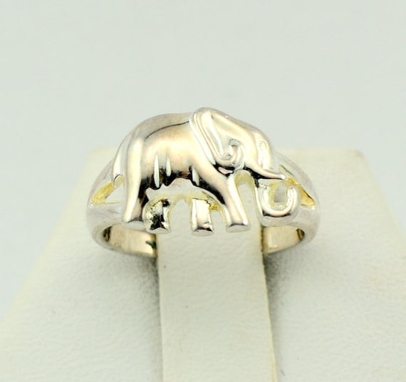 Unique Elephant Solid Sterling Silver Vintage Rin… - image 1