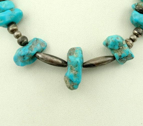 Stunning 16 Inch Rugged Natural Turquoise Nuggets… - image 2