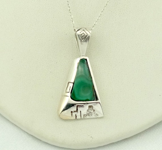 Sterling Silver Pendant with Free Shape Malachite Stone BTS-NP9878/MAL/R 