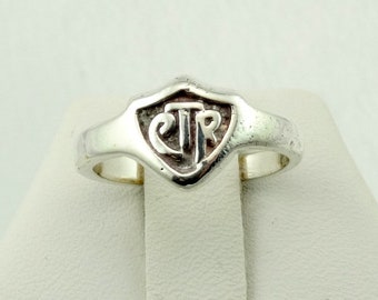 vintage Pre-Owned CTR Solid Sterling Silver Signet Ring Livraison GRATUITE! Taille 5 1/4 #514PLAINVINT-L2