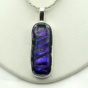 Beautiful Purple Hand Made Dichroic Glass and Sterling Silver Pendant FREE SHIPPING! 18&quot; Sterling Silver Chain Included! #ARTISAN-SPC16