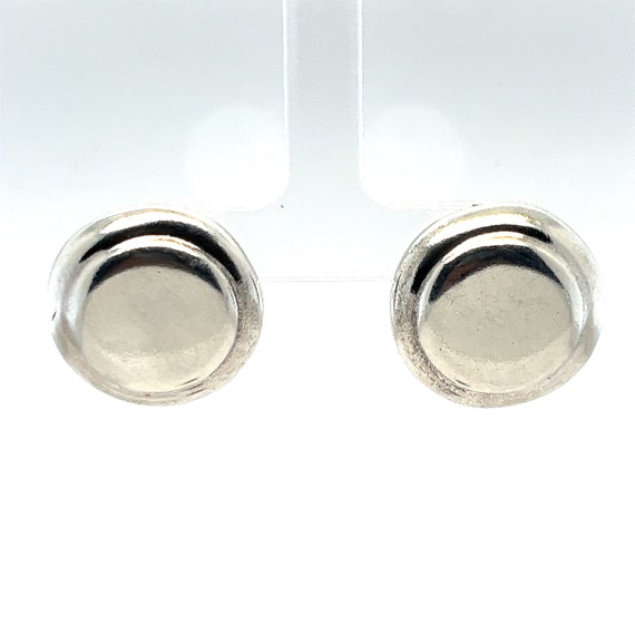 Vintage Solid Sterling Silver Round Button Stud E… - image 1