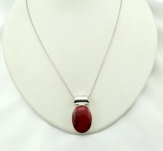 Lovely Vintage Sterling Silver and Rich Red Jaspe… - image 2