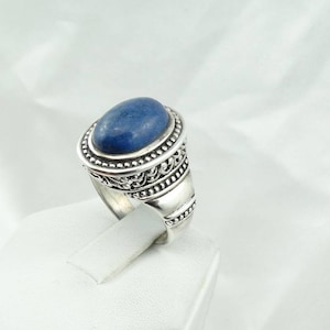 Gorgeous Afghanistan Lapis Lazuli Cabochon in a Sterling Silver Decorative Design Ring Size 8 FREE SHIPPING!  #LAPIS-SR4