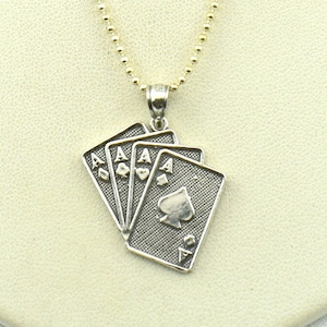 Vintage Lucky Aces Sterling zilveren hanger GRATIS VERZENDING 22 "sterling zilveren ketting inbegrepen! #4ACES-SPC20
